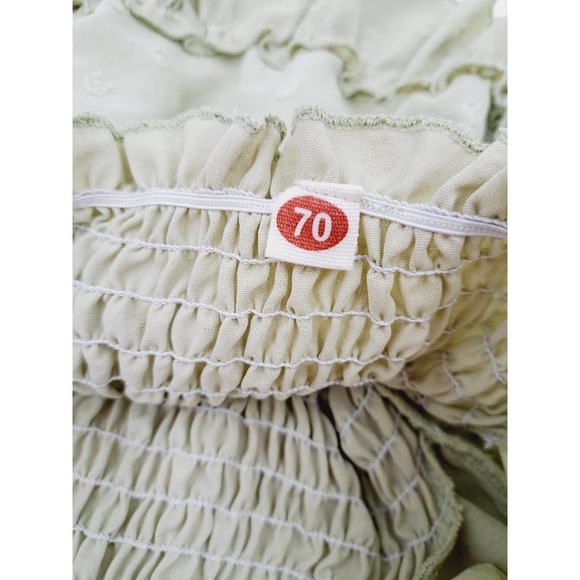 Sage Green Smocked Ruffles Puff Sleeves 1 piece SnapCrotch Romper Infant 6-12 M - Picture 6 of 6